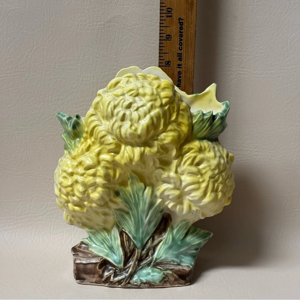 1950's McCoy Yellow Chrysanthemum Pottery Vase